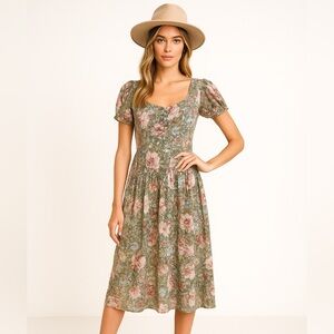 Floral Green Midi Dress